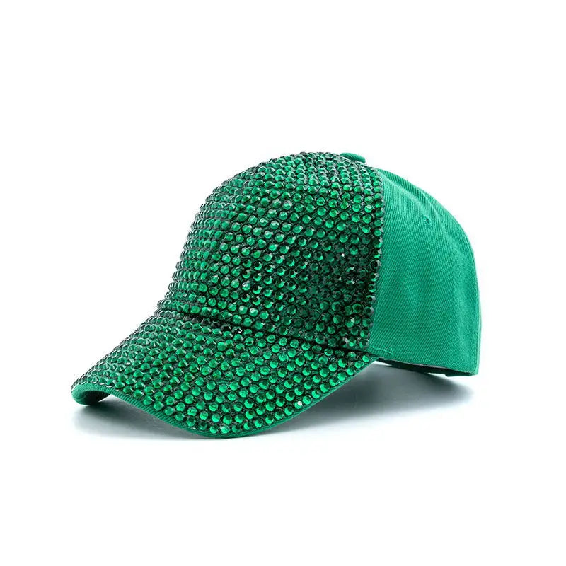 Damen Rhinestone Baseballkappe | Sommer & Herbst Sonnenhut für Damen | Koreanischer Stil Fashion Hip-Hop Reise Kappe Kaufschwan® Grün