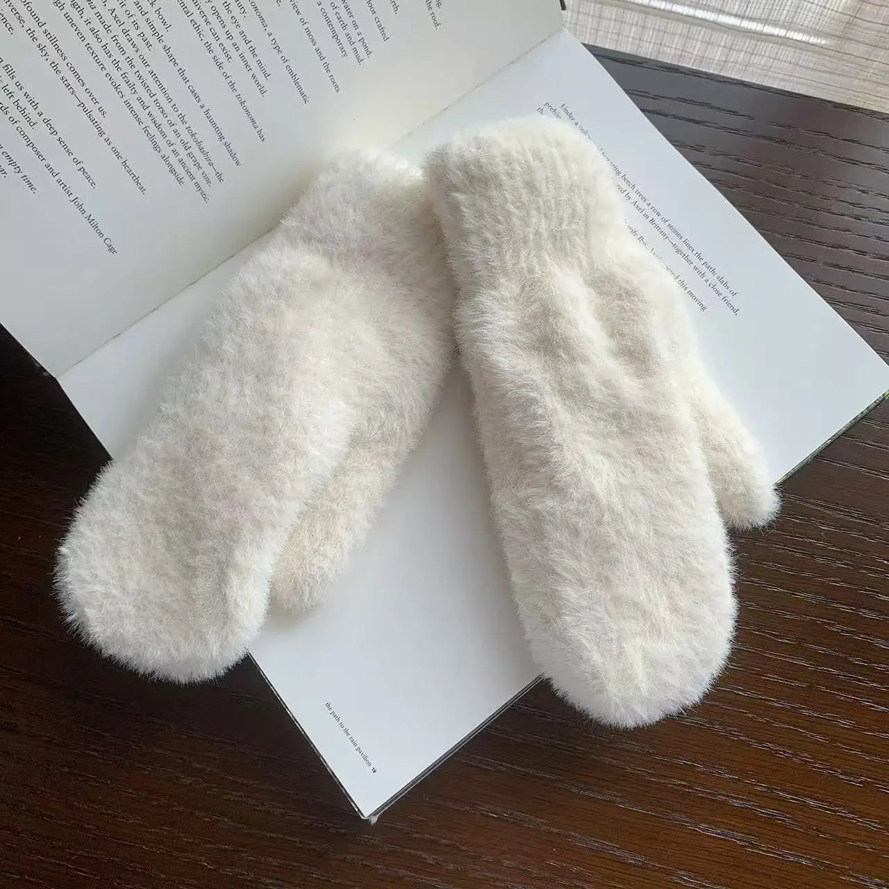 Neue Damen Winterhandschuhe – Verdickte Strickhandschuhe mit Plüschfutter | Kältefeste Vollfinger Handschuhe für Herbst & Winter Kaufschwan® Weiß Einheitsgröße