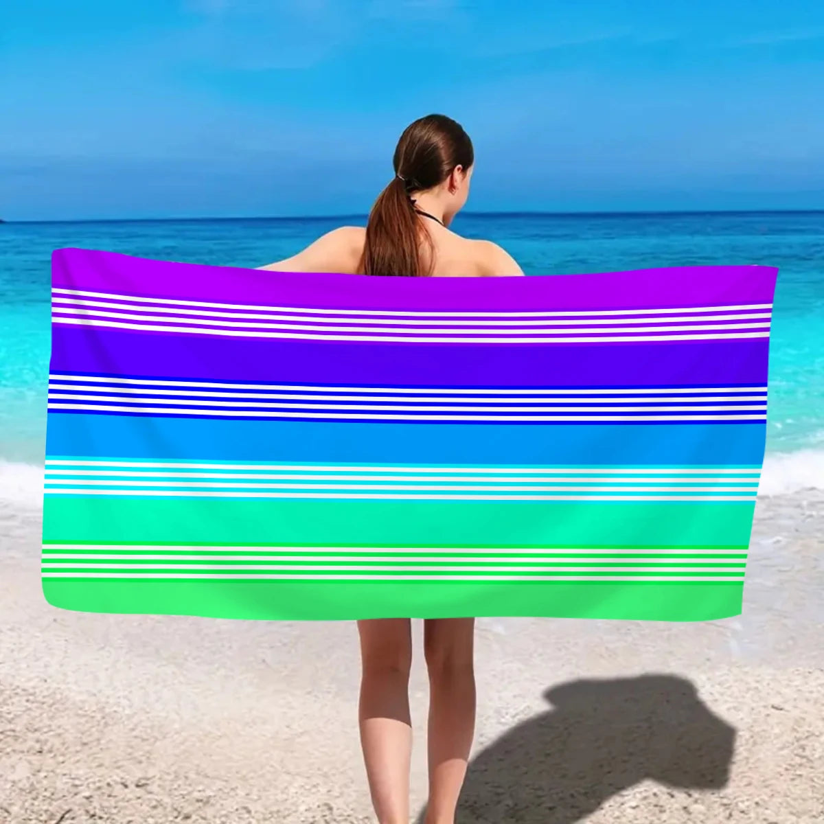 Modisches Großes Gestreiftes Strandtuch – Schnell Trocknend & Saugfähig | Weiches Schwimm- & Badehandtuch in Mehreren Farben