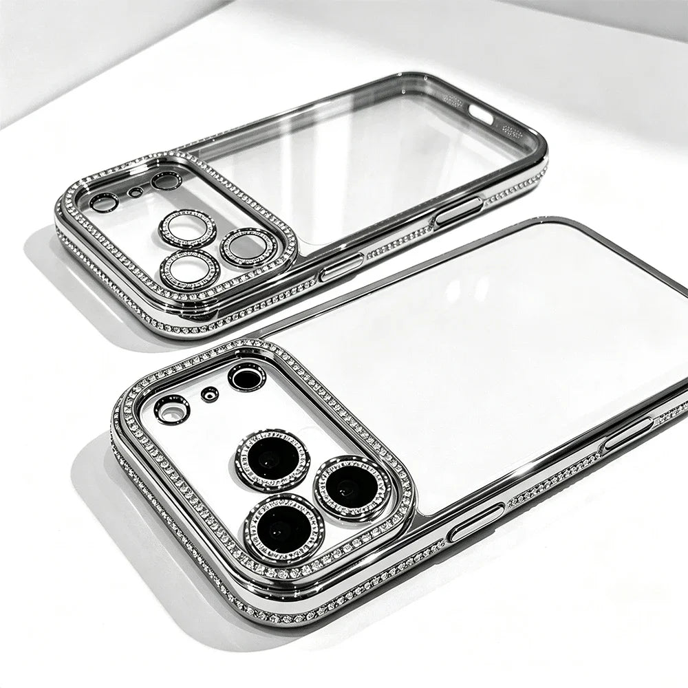 Funkelnde Strass-Schutzhülle für iPhone 18 Pro & iPhone 18 Pro Max – Transparente Hülle mit Veredelten Glitzerdetails Kaufschwan® Silber iPhone 18 Pro