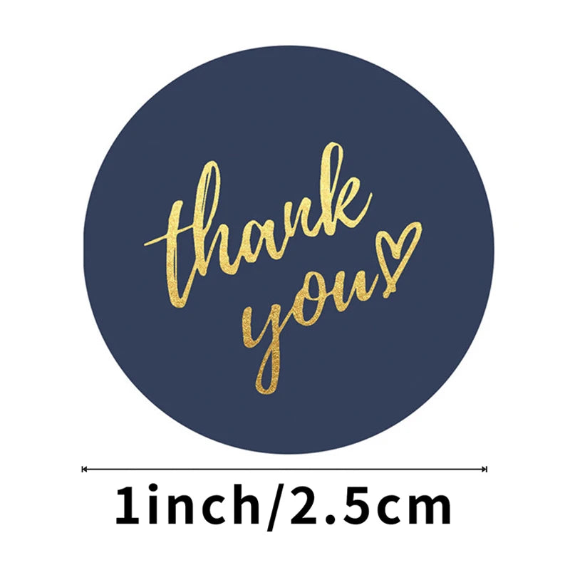 50–500 Stück 1-Zoll Blaue „Thank You“-Aufkleber – Runde Etiketten zum Versiegeln von Umschlägen | Für Hochzeit, Geschenke & Handgemachtes