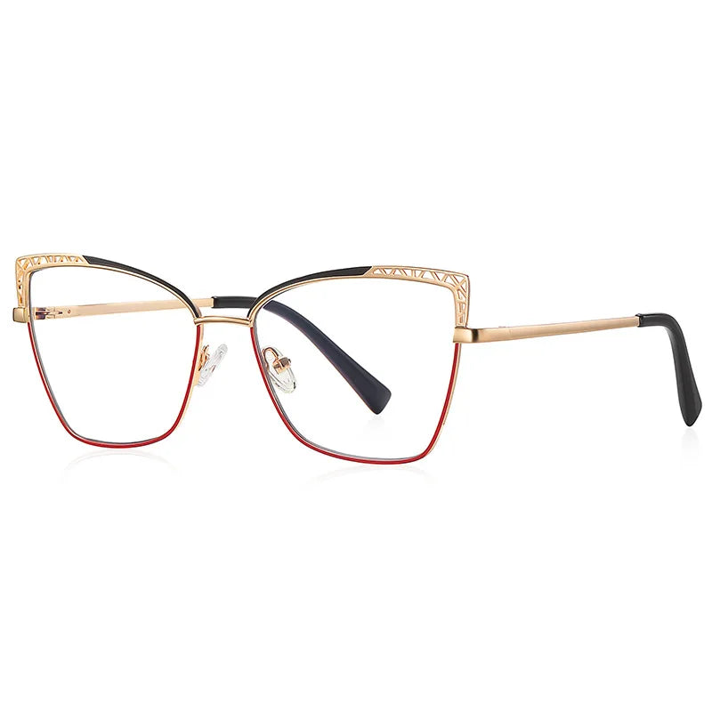 Cat-eye Anti-blue Light Glasses With Plain Face And Metal Frame 99007 Kaufschwan® Red