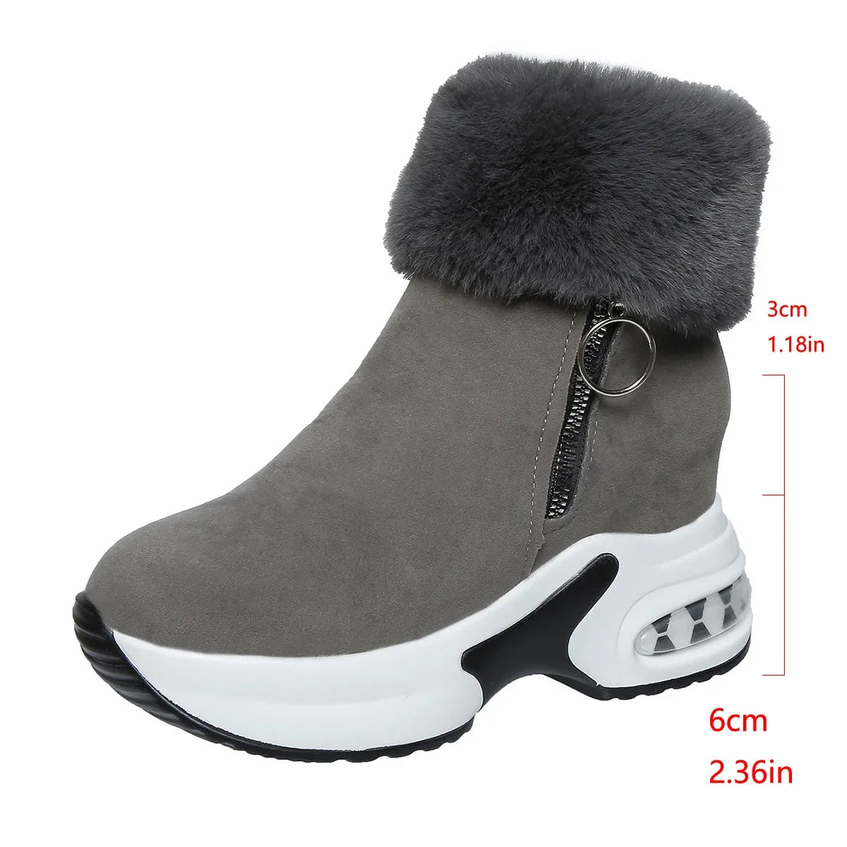 Damen Winter Schneestiefel – Kurzschaft Stiefel mit Kunstfell Fleece Futter | Warme Baumwollstiefel mit Absatz & Gummisohle Größe 43