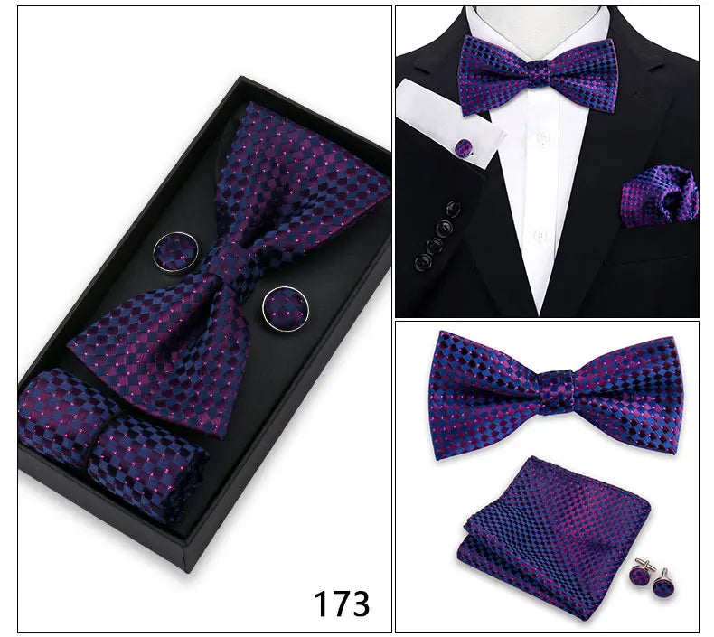 Herren Fliegen-Set – 3-teiliges Geschenkset mit Fliege, Einstecktuch & Manschettenknöpfen | Elegantes Rotes Accessoire für Business & Hochzeit Kaufschwan®