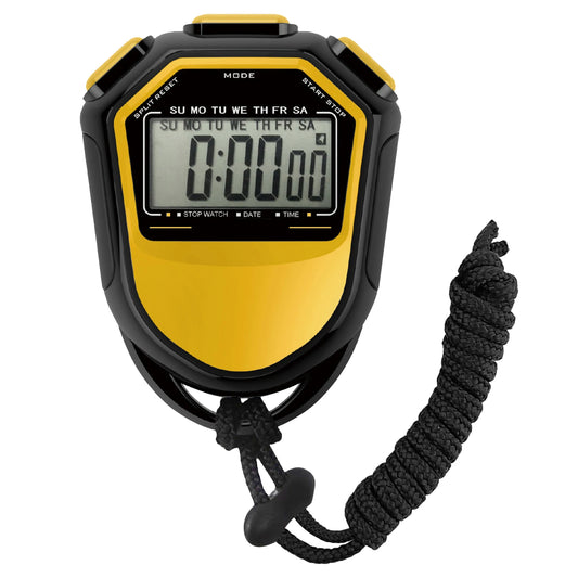 Wasserdichte Digitale Stoppuhr – Handheld LCD Sport Timer mit Band | Chronograph Zähler für Schwimmen, Laufen & Fußballtraining Kaufschwan® Gelb