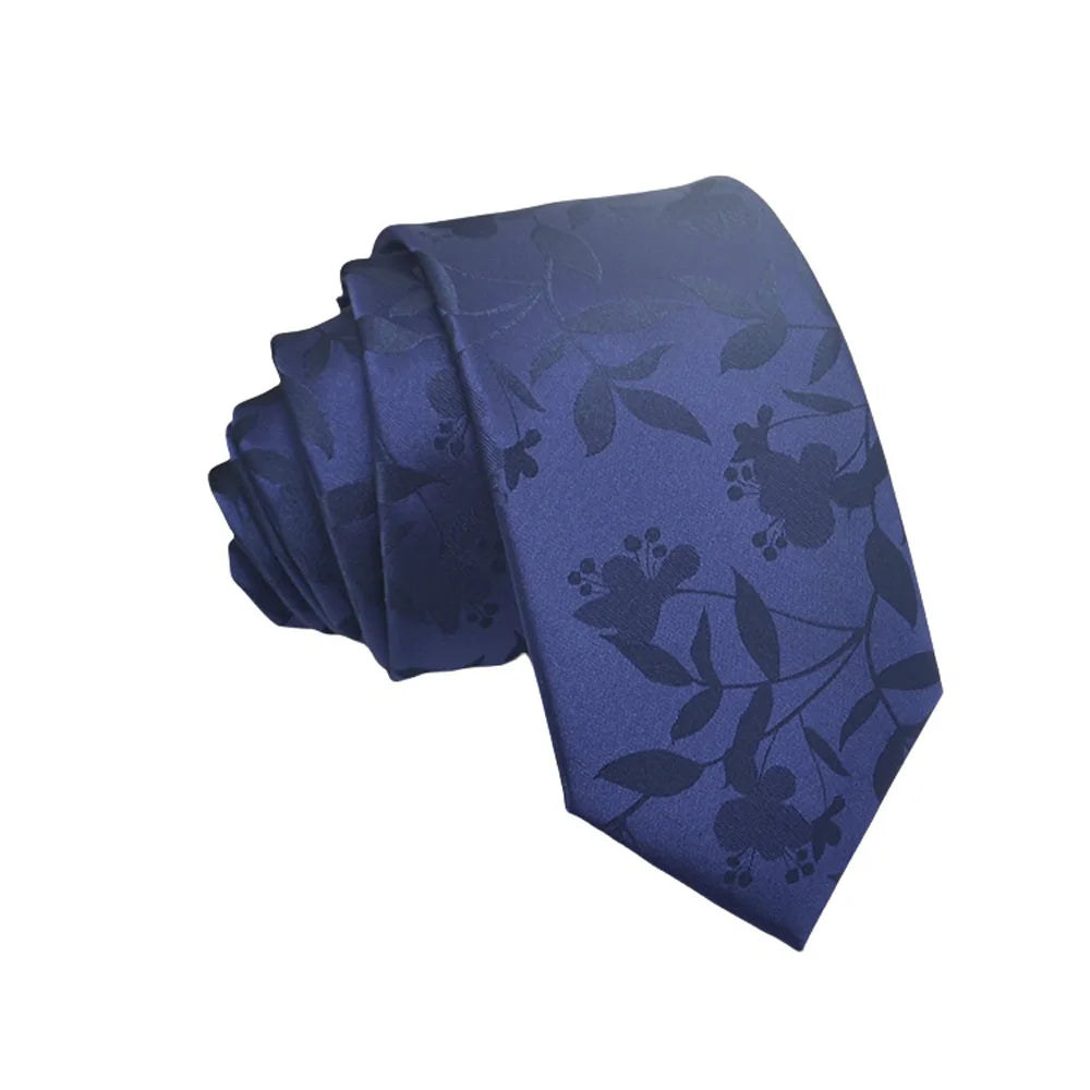 Herren Jacquard-Krawatte 8 cm – Hochwertige Krawatte mit Punkt- & Blumenmuster | Elegantes Accessoire für Business, Büro & Hochzeit Kaufschwan® Dunkelblau-Weiß floral
