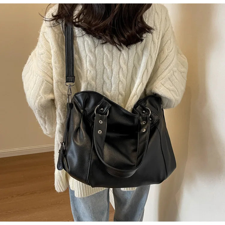 Damen Schultertasche – Hochwertige Kunstleder Handtasche mit Kontrastfarben | Weiches Innenfach & Reißverschluss