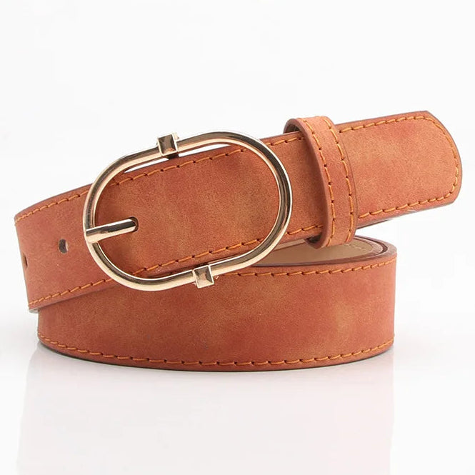 Damen Gürtel aus PU-Leder – 2,8×106 cm Schlichtes Nadelverschluss Design | Modischer Koreanischer Stil Taillengürtel für Jeans, Hosen & Kleider