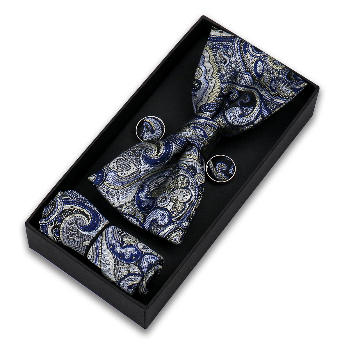 Herren Fliegen-Set – 3-teiliges Geschenkset mit Fliege, Einstecktuch & Manschettenknöpfen | Elegantes Rotes Accessoire für Business & Hochzeit
