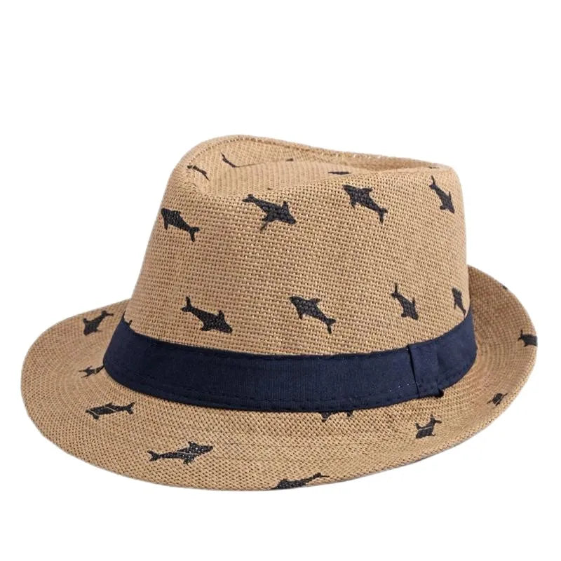 Retro Sonnenhut – Britischer Top Hat Stil, Geometrischer Strohhut mit Gürtel, Unisex Strand & Partner Fedoras Kaufschwan® Khaki 56- 58cm