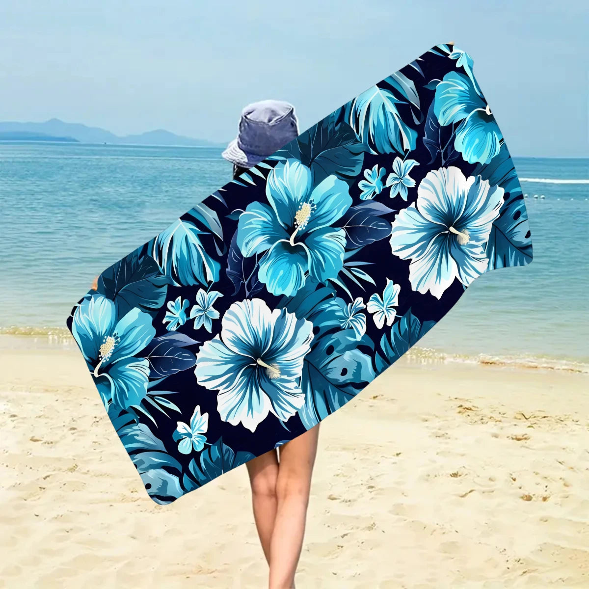 Tropisches Blumen Strandtuch – Schnell Trocknendes & Saugfähiges Mikrofaser Handtuch | Leichtes Reisehandtuch für Sport, Yoga, Schwimmen & Camping