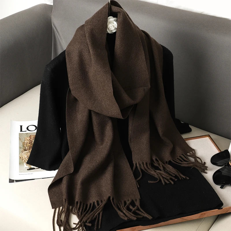 Bunte Winter Schals für Damen | Langer Kaschmir-Optik Wärmeschal | Einfarbig Hijab, Umschlagtuch & Pashmina Kopftuch
