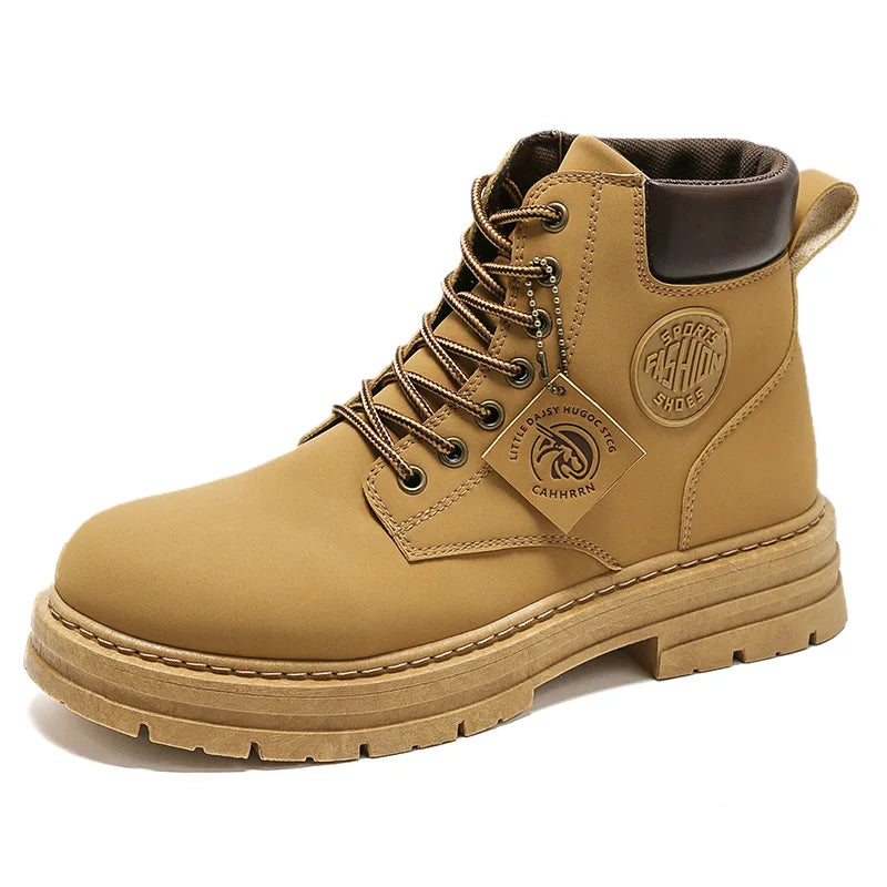 Herren Herbst-Stiefel – Modische Hohe Motorrad-Lederschuhe | Bequeme Outdoor-Schnürstiefel für Freizeit & Alltag Kaufschwan®