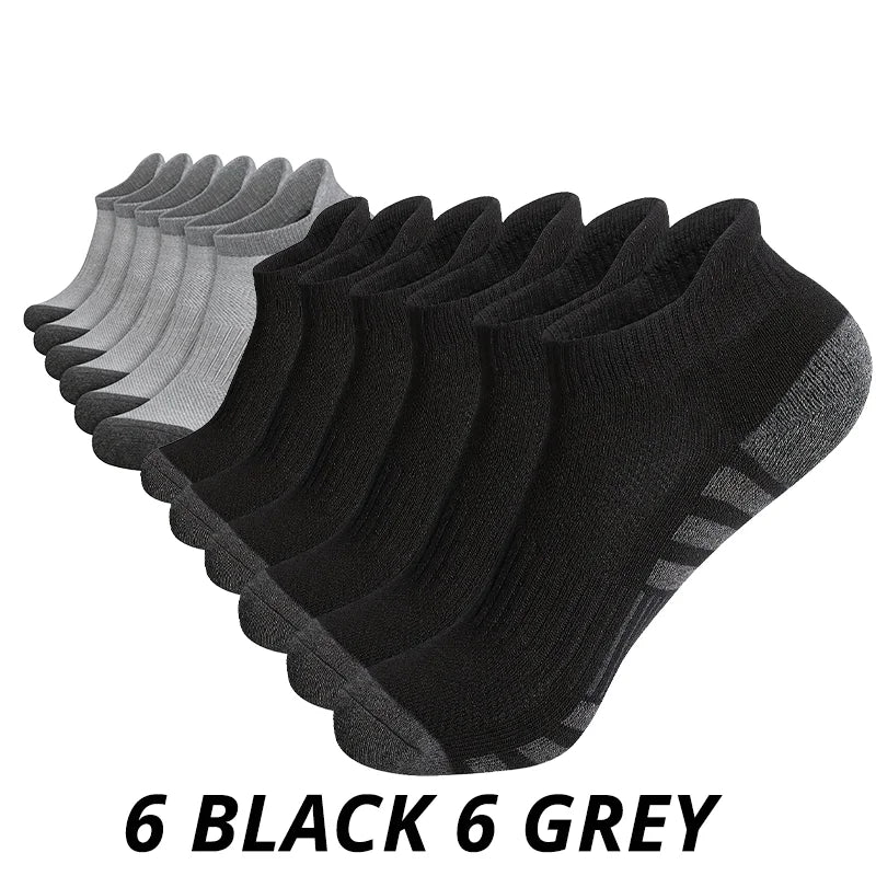 12 Paare Herren Mesh Atmungsaktive Sportsocken | Ganzjahres Einfarbige Kurzsocken Kaufschwan®