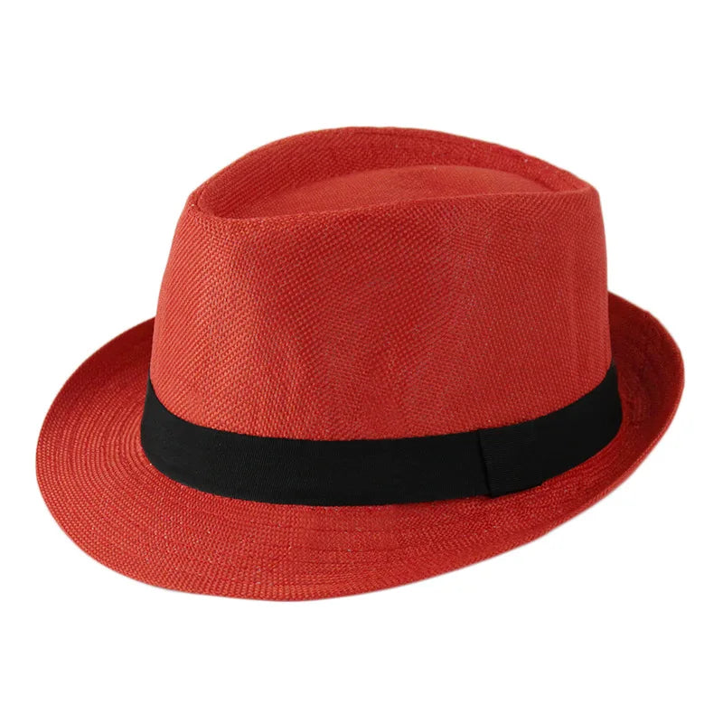 Klassischer Hut – Cowboy-Stil Sonnenhut für Herren, Damen & Kinder, Britischer Klassiker Kaufschwan® Schwarz- leuchtendes Rot