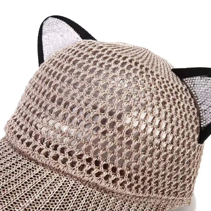 Sommer Damen Niedliche Katzenohren Mesh Baseballkappe | Verstellbarer Sonnenschutz Hut Kaufschwan®