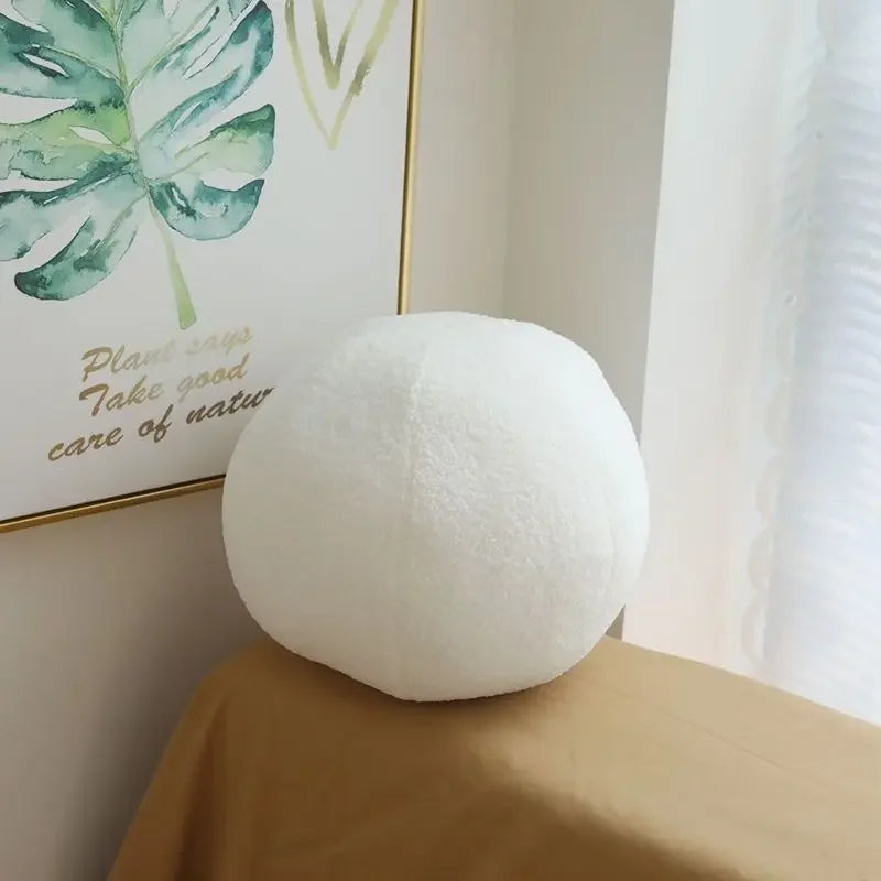3D Samt Wolken Kissen | Weiches & Bequemes Rundkissen für Sofa Kaufschwan® Weiße Kugel 26cm