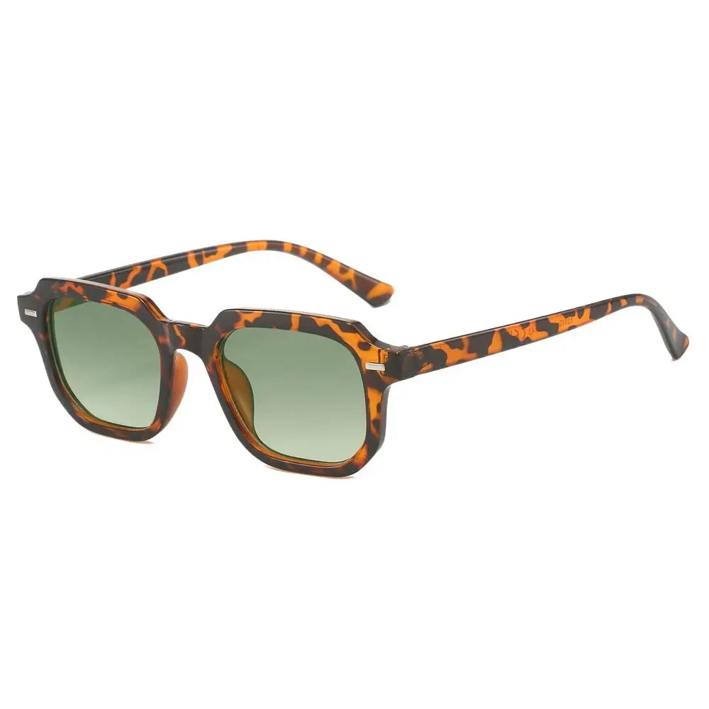 Retro-Sonnenbrille mit Vieleckigem Rahmen – Runde Sonnenbrille mit Nieten, Gestreiften Bügeln und UV400-Schutz zum Autofahren und für Freizeitaktivitäten Kaufschwan® Design 4