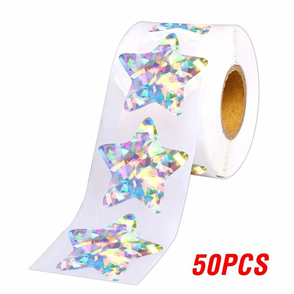 50–500 Stück Silberne Folien-Sternaufkleber – Holografische Belohnungs-Sticker für Kinder, Lehrer & Bastelarbeiten | Glänzende Sterne für Dekoration & Unterricht