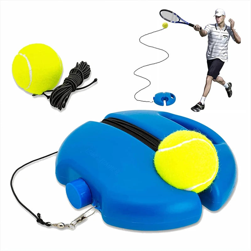 Tennis Trainer Rückprallball mit Schnur & Basisplatte – Selbsttrainingsgerät für Anfänger & Profis Kaufschwan® Blau