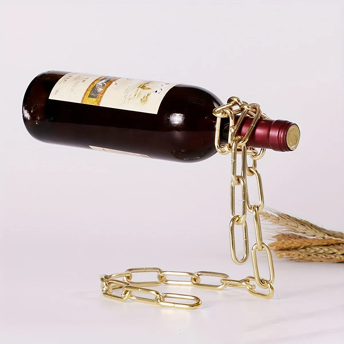 Eisenketten Weinflaschenhalter – Kreativer Schwebender Flaschenständer | Küchen- & Tischdekoration für Weinliebhaber