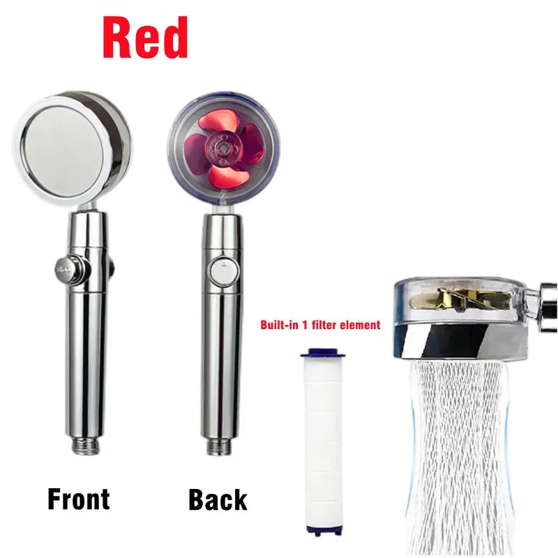 Wassersparender Hochdruck-Duschkopf mit Turbo-Propeller und integriertem Filter – Regenbrause Badezimmerzubehör Kaufschwan® Rot
