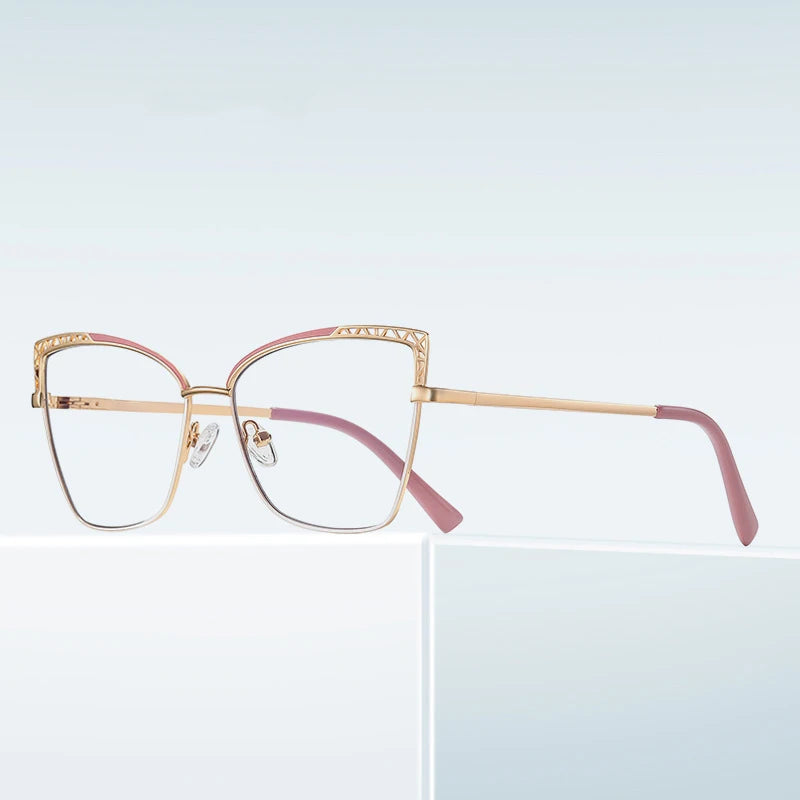 Cat-eye Anti-blue Light Glasses With Plain Face And Metal Frame 99007 Kaufschwan®