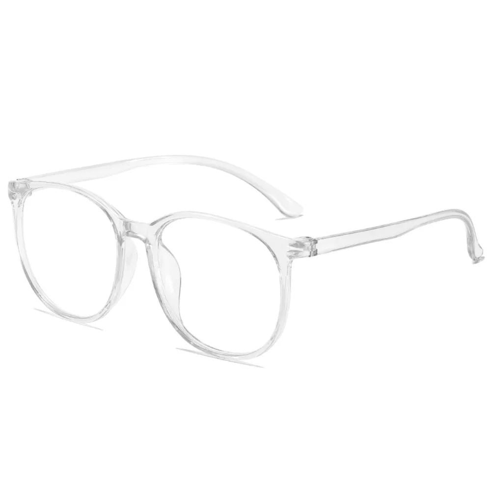Transparent Large Frame Computer Glasses Women Round Anti Blue Light Optical Spectacle Flat Lens Eye Protection Plain Glasses Kaufschwan® Transparent