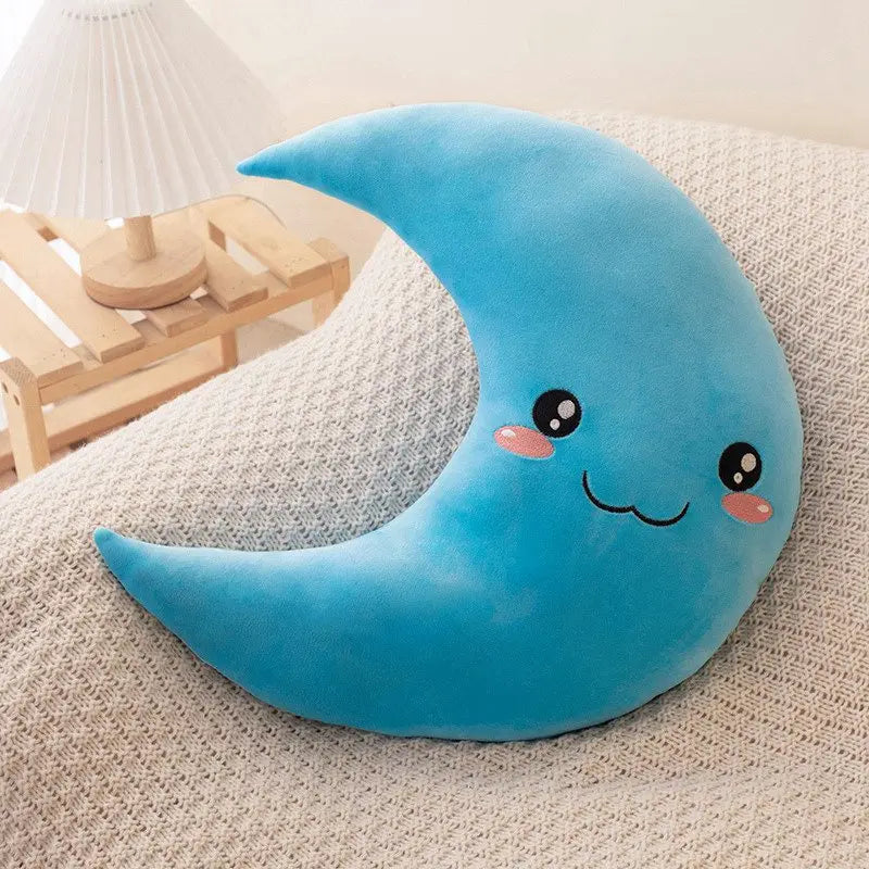 Mond Plüschkissen im Himmelstil | Weiches Süßes Mond Kissen | Baby Kuscheltier, Wurfkissen für Zuhause, Kinder & Weihnachtsgeschenk Kaufschwan® Blau-25cm
