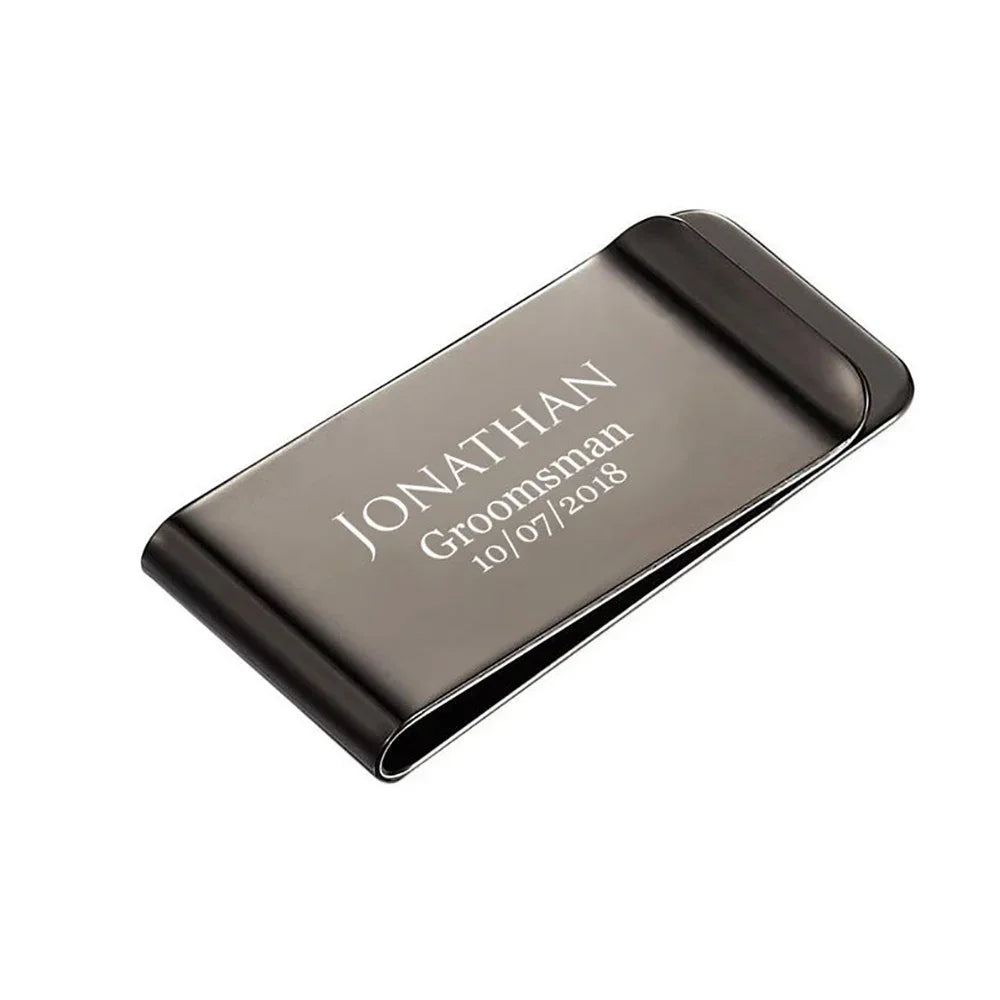 Personalisierter Geldclip – Mit Gravur von Name oder Logo | Metall-Kartenhalter & Portemonnaie-Clip für Herren | Weihnachts- & Familiengeschenk