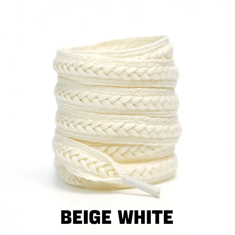 Flache Baumwoll-Schnürsenkel – 1,5cm Breite Premium Laces für Sneaker & Freizeitschuhe | 100/120/140/160cm Seil-Design, 1 Paar