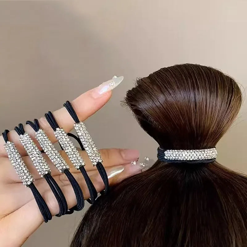 10 Stück Strass Haargummis | Hoch Elastische Haarringe | Damen & Mädchen Mode Haaraccessoires Kaufschwan®