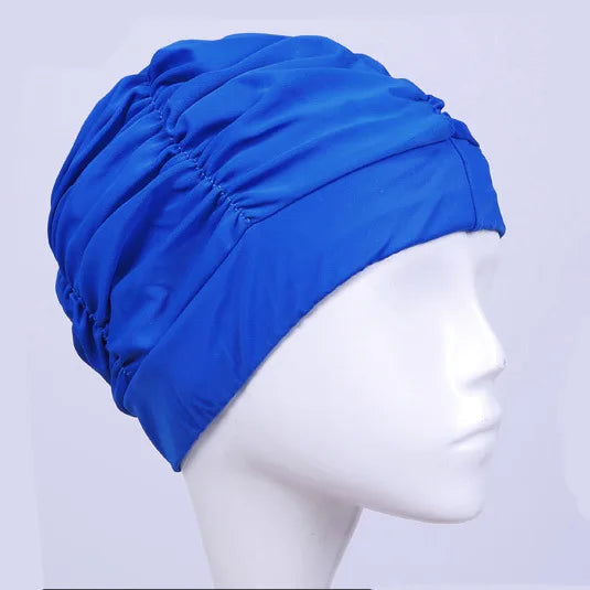Damen Badehaube Turban Stil – Stoff Schwimmkappe | Schutz für Langes Haar & Ohren, Atmungsaktive Yoga- & Spa-Kappe in Mehreren Farben