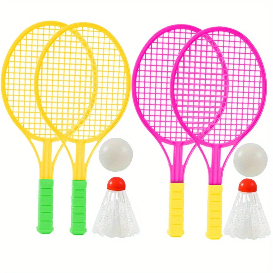 4 Stück Mini Badminton & Tischtennis Set – Interaktives Plastik Schlägerset mit 2 Bällen | Spaßiges Bewegungsspiel für Kinder Kaufschwan® 1 Set