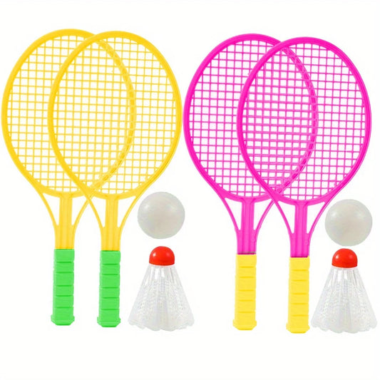 4 Stück Mini Badminton & Tischtennis Set – Interaktives Plastik Schlägerset mit 2 Bällen | Spaßiges Bewegungsspiel für Kinder Kaufschwan® 1 Set