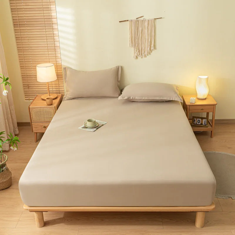Uni Spannbettlaken – Einfaches einteiliges Matratzenschoner | Maschinenwaschbar, Ohne Kissenbezug Kaufschwan® Khaki 200x220cm