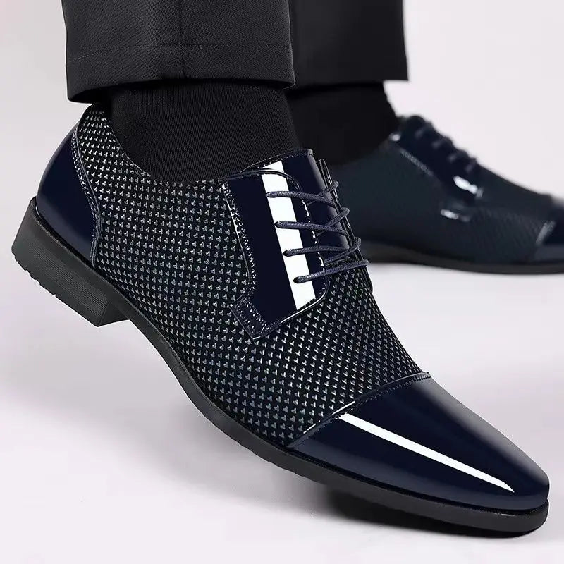 Herren Business-Freizeitschuhe – Atmungsaktive Lederschuhe mit Spitzem Design | Elegante Designer-Schuhe für Sommer & Alltag Kaufschwan® Blau 43