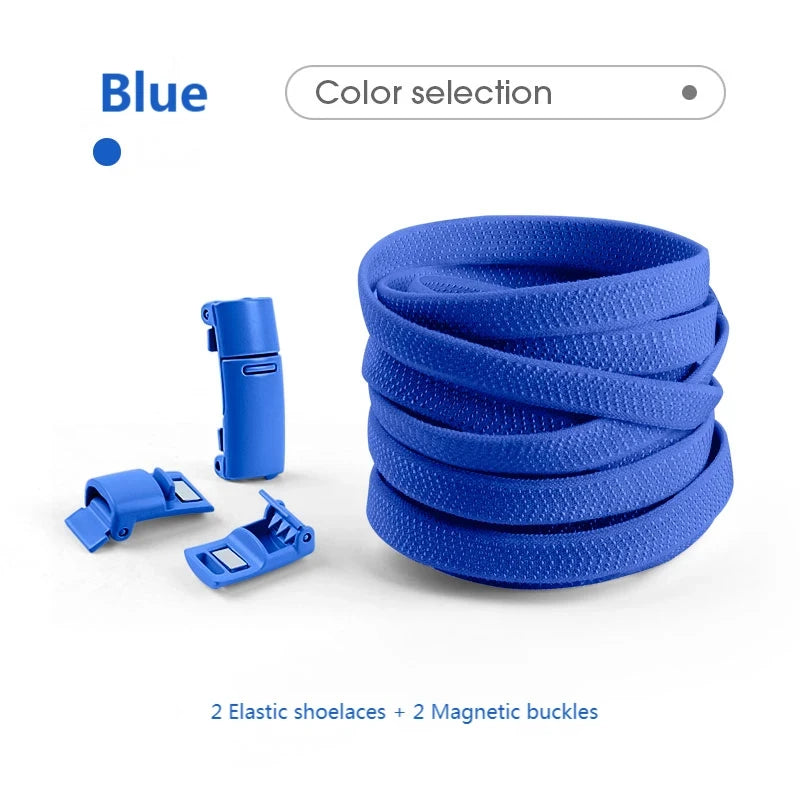 Magnetische No-Tie Elastische Schnürsenkel – Schnelles Verriegelungssystem für Sneaker | Unisex Schuhzubehör für Kinder & Erwachsene, 1 Paar Kaufschwan® Blau