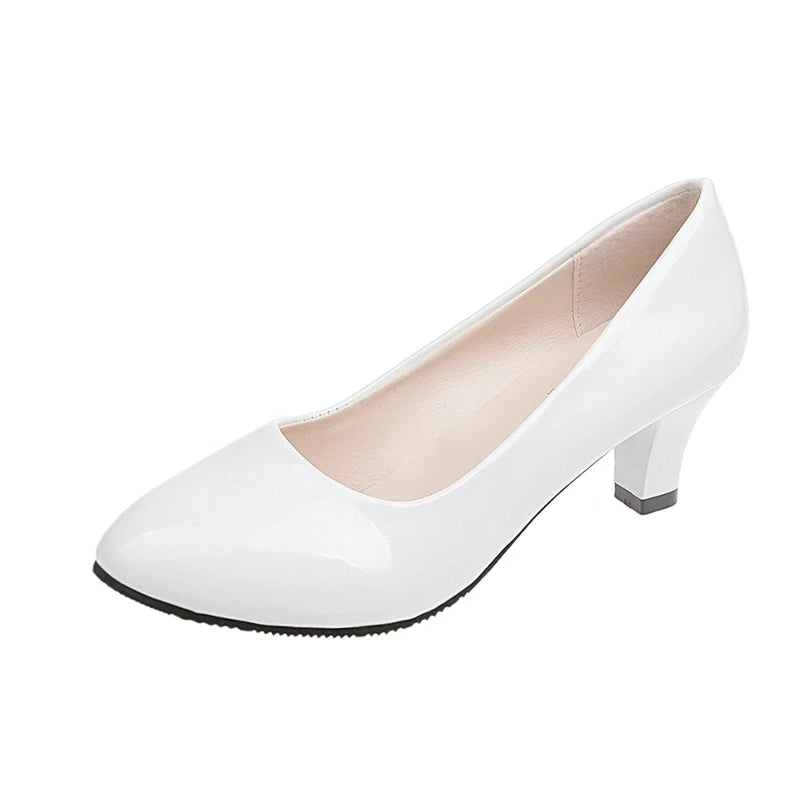Damen Pumps mit Niedrigem Absatz – Elegante Flache Business-Schuhe | Professionelle Pumps für Büro, Hochzeit & Formelle Anlässe Kaufschwan® Weiß 35