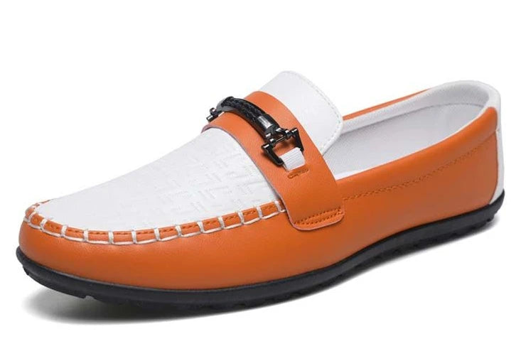 Herren Leder-Loafer – Klassische Runde Mokassins | Flache Slip-On Freizeitschuhe aus Weichem PU-Leder für Büro & Alltag