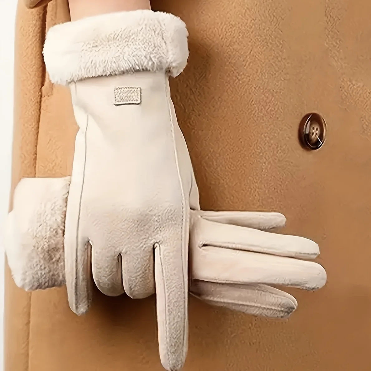 Bequeme Beige Touchscreen Handschuhe – Gefüttert mit Plüsch | Warme Winterhandschuhe für Outdoor & Freizeit Kaufschwan®