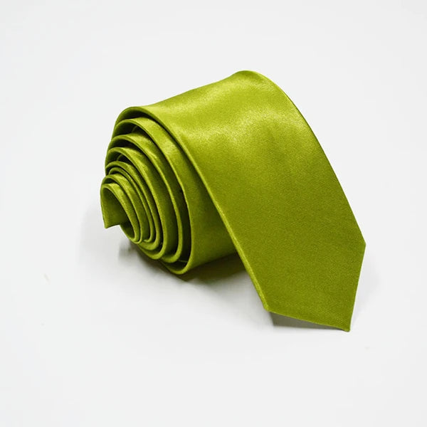 Herren Schmale Krawatte – 38 Farben Polyester-Krawatte | Elegante Einfarbige Cravate für Business, Büro & Formelle Anlässe Kaufschwan® Gelbgrün