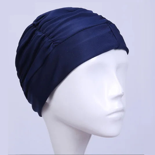 Damen Badehaube Turban Stil – Stoff Schwimmkappe | Schutz für Langes Haar & Ohren, Atmungsaktive Yoga- & Spa-Kappe in Mehreren Farben