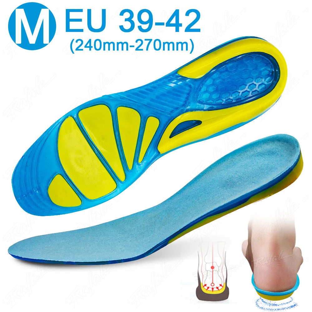 Silikon Gel Sport Einlegesohlen | Rutschfeste Orthopädische Schuhsohlen mit Stoßdämpfung & Fußmassage für Damen und Herren Kaufschwan® M EU 39-42