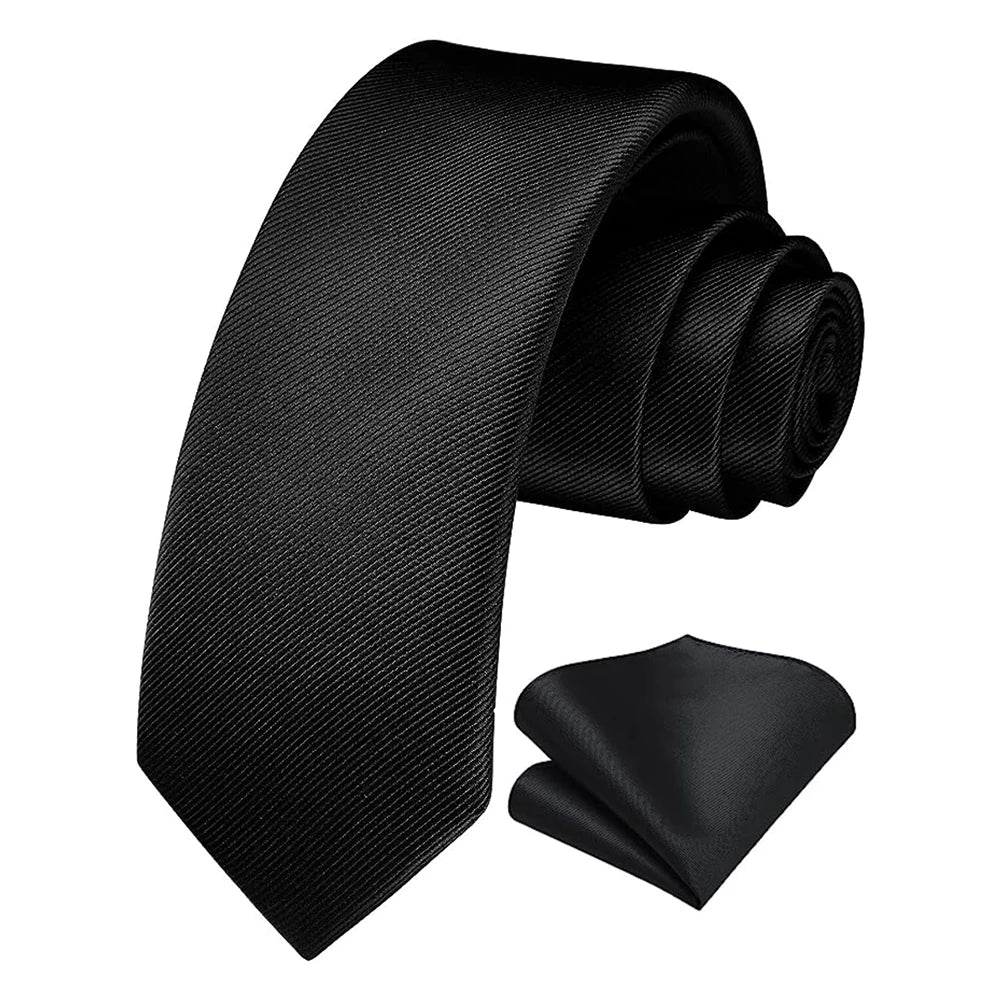 Herren Seidenkrawatten-Set – 6 cm Schmale Krawatte mit Passendem Einstecktuch | Elegantes Geschenk für Hochzeit, Business & Formelle Anlässe