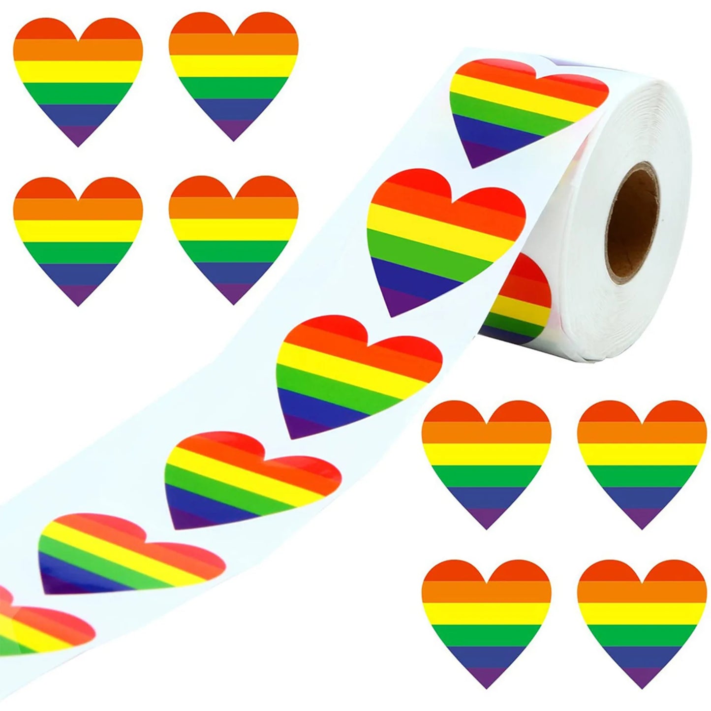 500 Stück Pride Aufkleber – Regenbogen Herz & Quadrat Etiketten | 3,8cm/2,5cm Klebeaufkleber für Tasse, Tasche, Vase & DIY-Dekoration