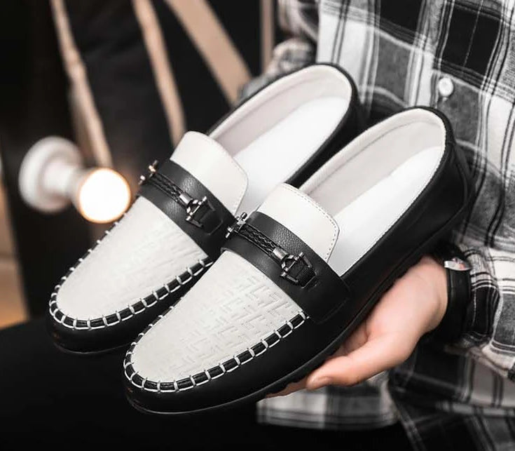 Herren Leder-Loafer – Klassische Runde Mokassins | Flache Slip-On Freizeitschuhe aus Weichem PU-Leder für Büro & Alltag Kaufschwan®