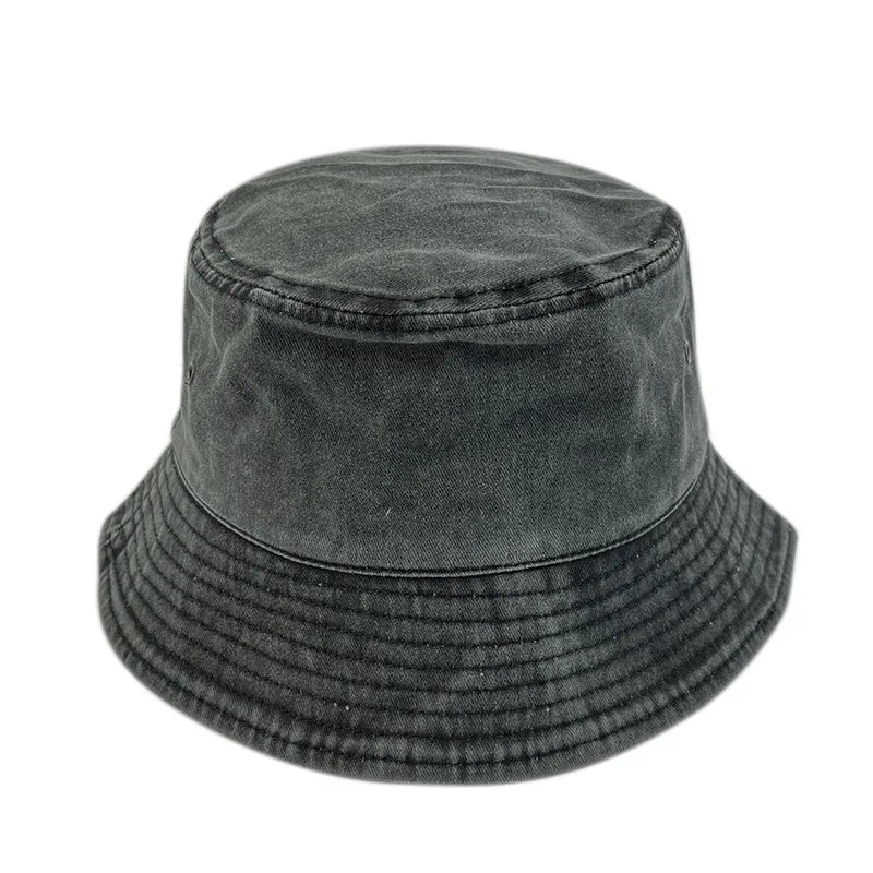 Unisex Baumwoll Anglerhut – Sommerhut aus gewaschenem Jeansstoff für Damen, Outdoor & Reise, Sonnenschutz Kaufschwan® Schwarz