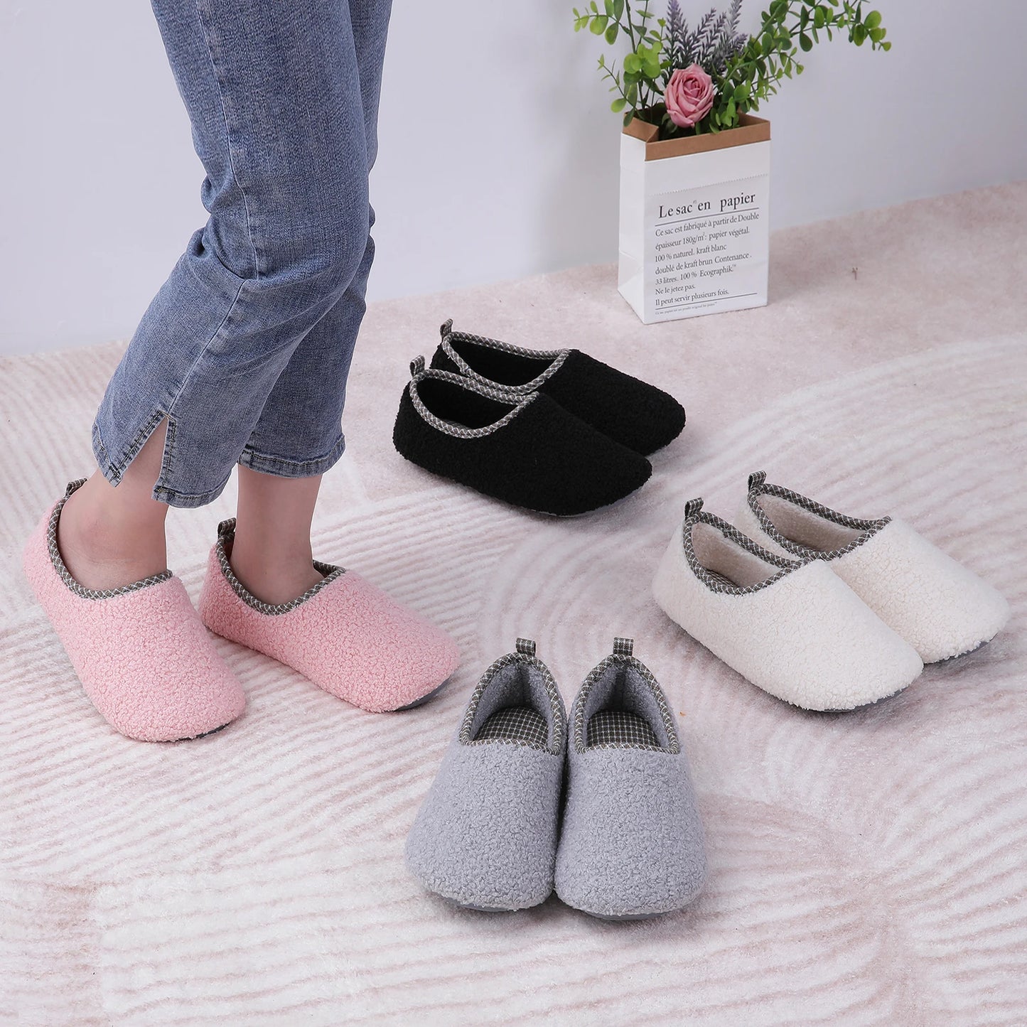 Winter-Hausschuhe für Damen | Warme Modische Flache Schuhe | Rutschfeste & Verschleißfeste Outdoor-Slipper Kaufschwan®