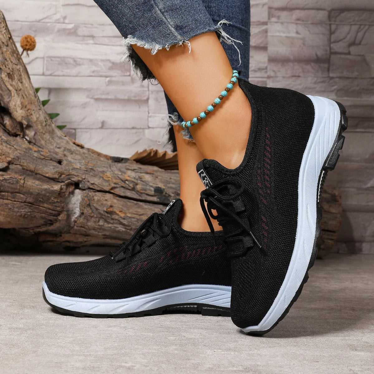 Damen Sportschuhe – Atmungsaktive Slip-On Freizeitschuhe mit Kunstfell Futter | Weiche Rutschfeste Winter Schuhe